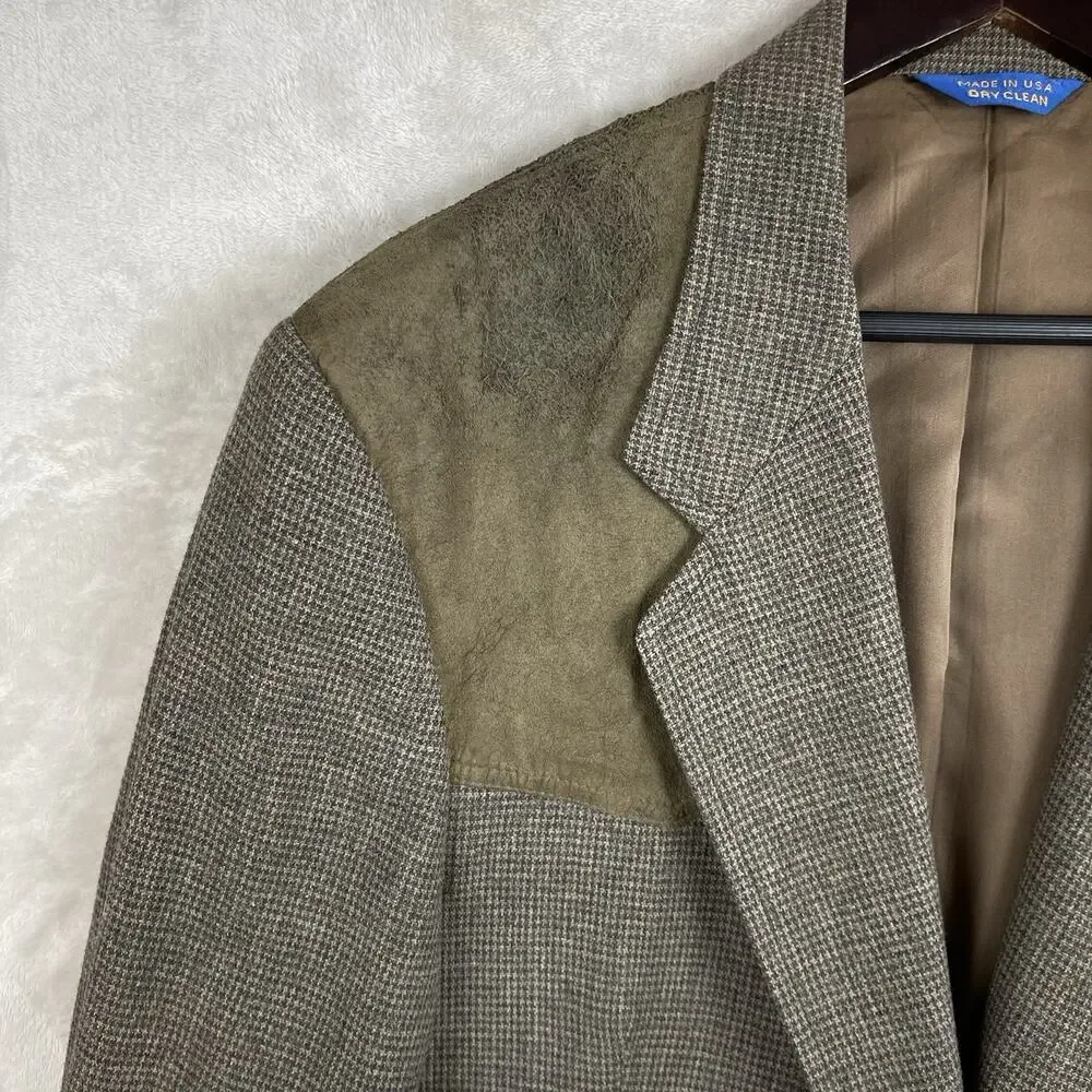 Vintage 90s Pendleton Wool Tweed Sport Coat Blazer Size 46 Long Dark Academia